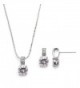 Mariell Delicate Round-Cut Cubic Zirconia Necklace Earrings Set for Brides- Bridesmaids or Everyday Wear - CD12JGUEVDX
