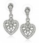 1928 Jewelry "Heart of Hearts" Heart Post Earrings - Silver/Crystal - CS11F0D6QG1
