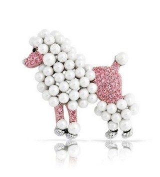 Bling Jewelry Poodle Pink Crystal Simulated Pearl Pin Rhodium Plated - CF118L0HI99