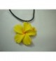 Hawaiian Hibiscus Flower Pendant Choker Necklace Costume (Yellow) - C8118YABMN3
