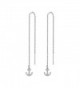 Stainless Steel Threader Pull Through Chain Dangle Drop Earrings for Women - Anchor - CI182Z5L9L0
