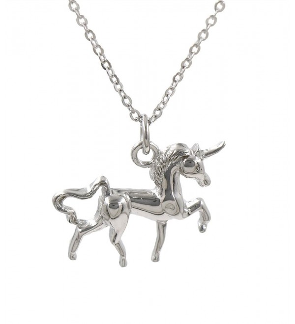 Women's 925 Sterling Silver Unicorn Pendant Necklace- 16" - CW17AZHCHMG