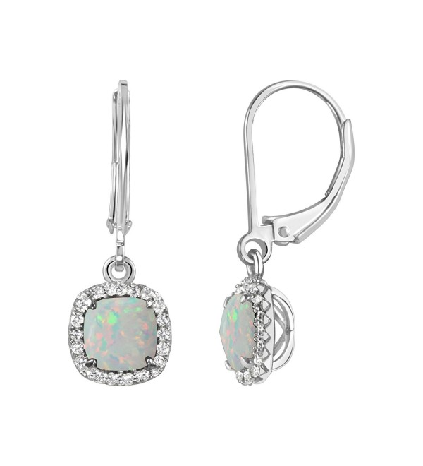 Sterling Checkerboard Sapphire Leverback Earrings - Created Opal - CB12NGE99IG