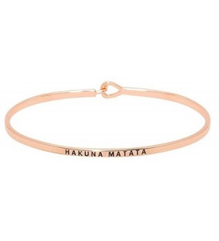 HAKUNA MATATA Engraved Thin Brass Bangle Hook Bracelet for Best Friends- BFF Besties - Rose Gold - C712O6DAWHY