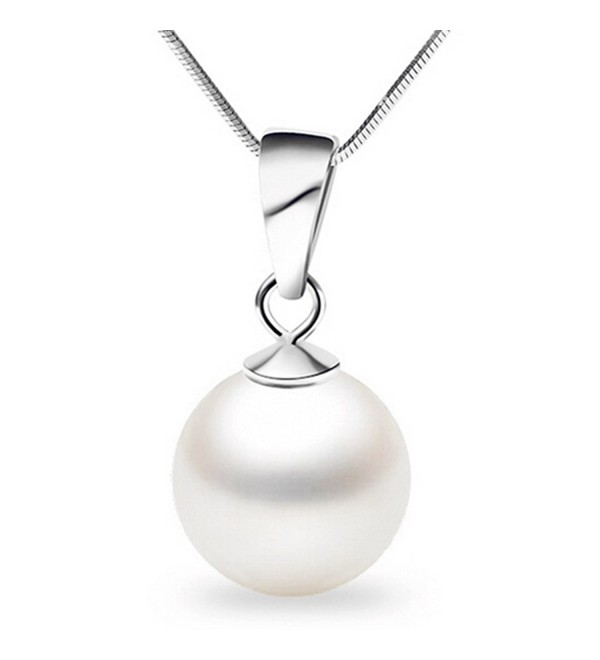 SWEETIE 8 Women's Girl's 18K White Gold Plated Silver Pendant Necklace "Pearl" - CO127CRH2DX