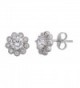 Sterling Silver Cubic Zirconia 9mm Round Flower Stud Earrings - CL12LPF4TST