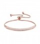DIFINES Redbarry Micro CZ 18k Gold Plated Bar Shape Adjustable Charm Bracelet for Women Girls 9.05" - Rose - CK12MY46ZQB