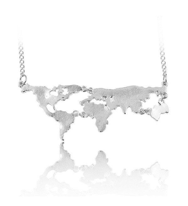 World Continents Pendant World Map Necklace - silver - C212MDJD2M5