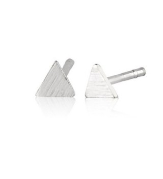 925 Sterling Silver Matte Finish Square- Triangle or Circle Modern Geometric Stud Earrings- 4-6mm - CH17Z2D4TUE