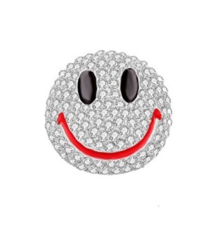 MANZHEN Lovely Cute Crystal Happy Face Smiley Emoji Brooch Pins - silver - CT185DUHSD8