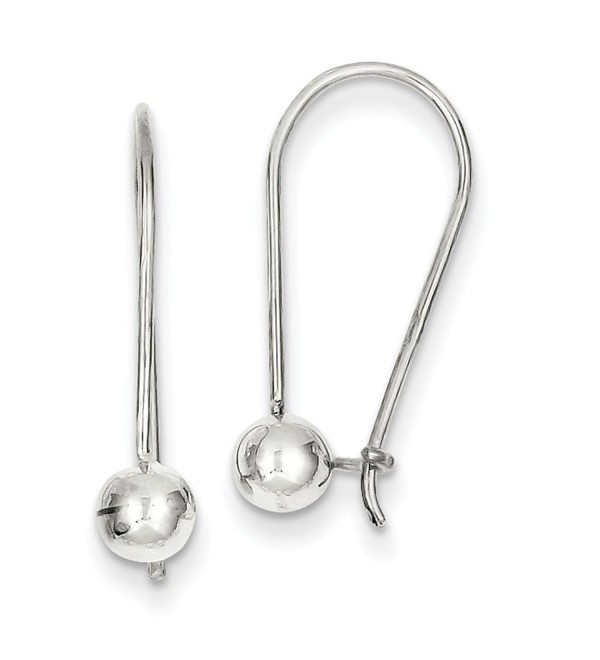 Designs by Nathan- Classic Polished Solid 5mm Ball Kidney Wire 925 Sterling Silver Earrings - CQ12MX8NHXI