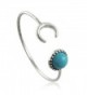 ElfKat ~ Valentine's Day Crescent Moon Faux Turquoise & Tibetan Silver Thin Cuff Bracelet Wicca Boho Style Gift - CN183N47YMH