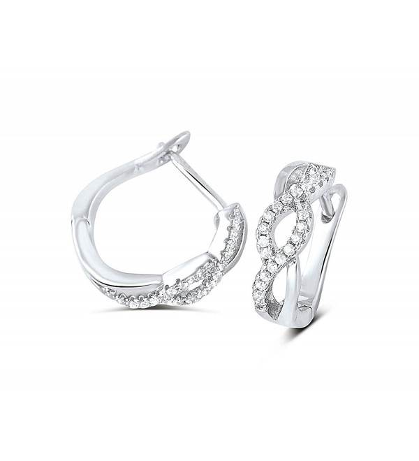 Sterling Silver Simulated Diamond Braided Post and Latch Back Snap in Earrings - CX12822BGG1