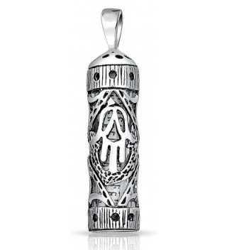 Sterling Silver Hamsa Hand of God Cut Out Parchment Mezuzah Pendant - CF11Q5C0BE9