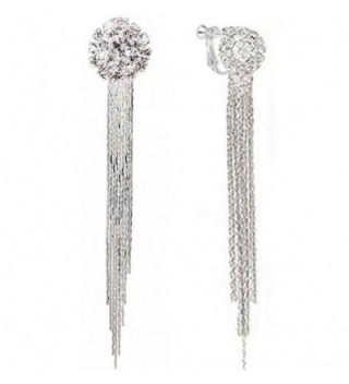 Clip On Earrings White Gold Plated Fashion Tassel Unique Cocktail Earrings Gift - CC1887O3E0R
