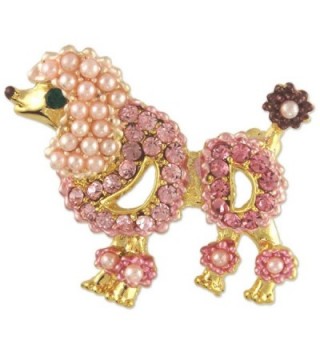 Women's Crystal Pink Pearl Poodle Dog Brooch Pin Made with Swarovski Elements - CX11QGES4AN