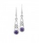 925 Sterling Silver Celtic Knot Purple Amethyst CZ Dangle Earrings 20 mm - Nickel Free - CI11K3Z6IHX