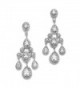 Mariell Vintage Glam CZ Wedding or Pageant Chandelier Earrings with Oval-Cut Gems & Pear-Shaped Dangles - CP12CJB78M7