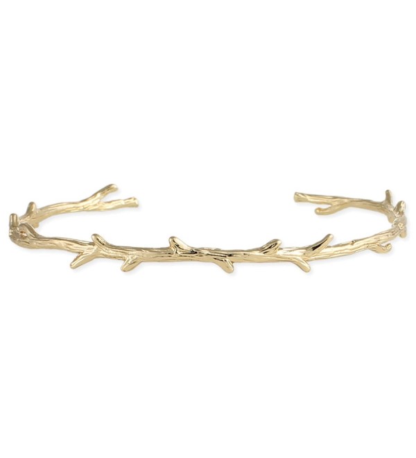 Gold Plate Metal Minimalist Branch Cuff Bracelet - Nature Inspired- Delicate - C417Y7KL4R0