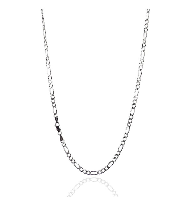 925 Sterling Silver 3.80 mm Beveled Diamond-Cut Figaro Chain Necklace with Lobster Clasp-RHODIUM FINISH - C612ODNAP37