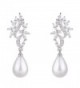 Wordless Love Marquise Cubic Zirconia Brides Weddings Dangle Drops Earrings with Cultured Shell Pearl - CD12NBUGJIZ