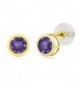 0.48 Ct Round 4mm Purple Amethyst 14K Yellow Gold Stud Earrings - CO11H3EDI25