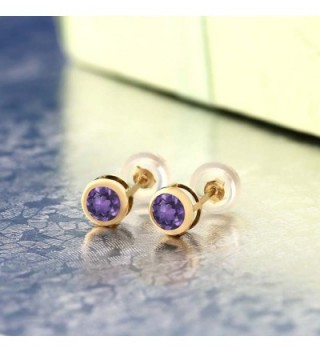 Round Purple Amethyst Yellow Earrings