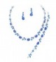 Affordable Royal Blue Color Crystal Bridesmaid 3 Bridal Necklace- Earring- Bracelet Set H1 - CK11P9I1GZN