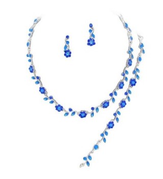 Affordable Royal Blue Color Crystal Bridesmaid 3 Bridal Necklace- Earring- Bracelet Set H1 - CK11P9I1GZN