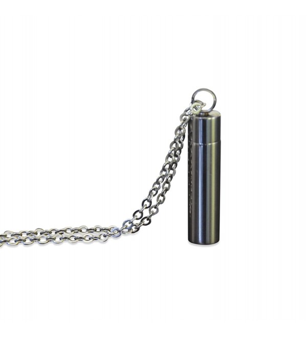 Silver Modern Prayer Capsule Cremation Ashes Memorial Urn Stash Vial Pendant Necklace - Stainless Steel - CO11ZC8SOG9