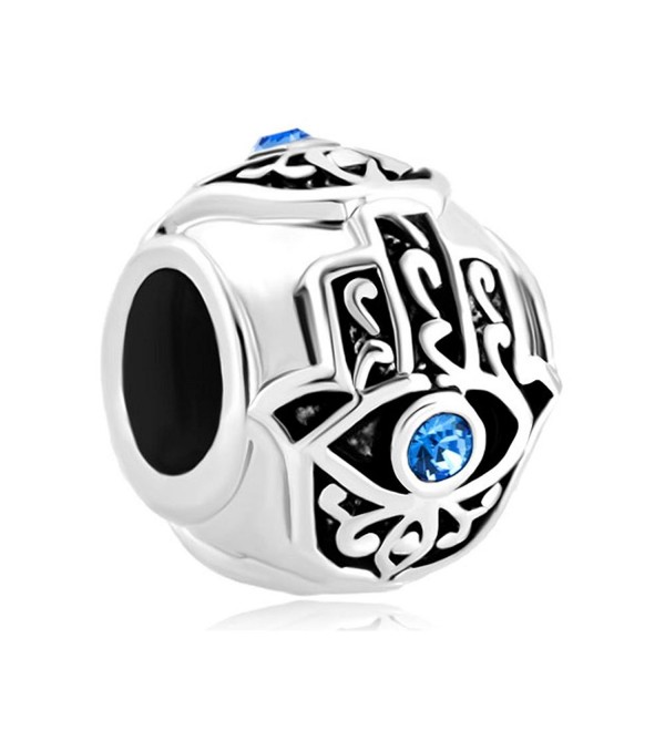 Mel Crouch Blue Crystal Evil Eyes Charms Round/Heart Hamsa Hand of Fatima Charms Beads For Bracelets - CY182KU8XML