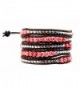 Womens Long Beaded Dyed Freshwater Cultured Pearl Wrap Around Leather Bracelet - C2126OFJ6BZ