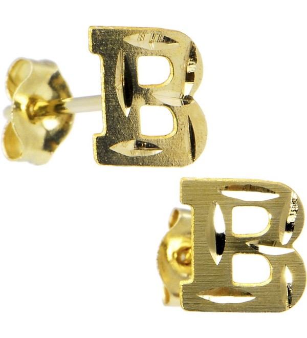 14k Yellow Gold Initial B Stud Earrings - CQ114UMZN8Z