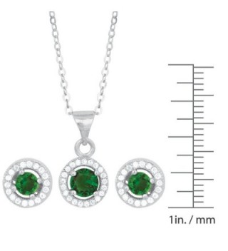 Sterling Lab Created Emerald Earrings Pendant in Women's Jewelry Sets