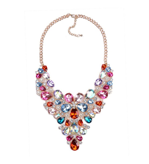 Statement Necklaces Crystal Multicolor Waterdrop - Multicolor - CI1887MC9X6