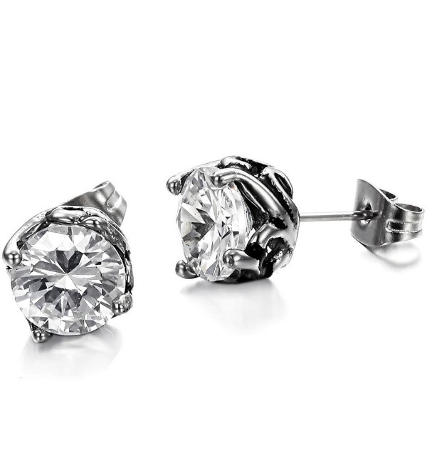 Elove Jewelry Vintage Bud Stainless Steel Cubic Zirconia Earrings - CB11LG8LE2F