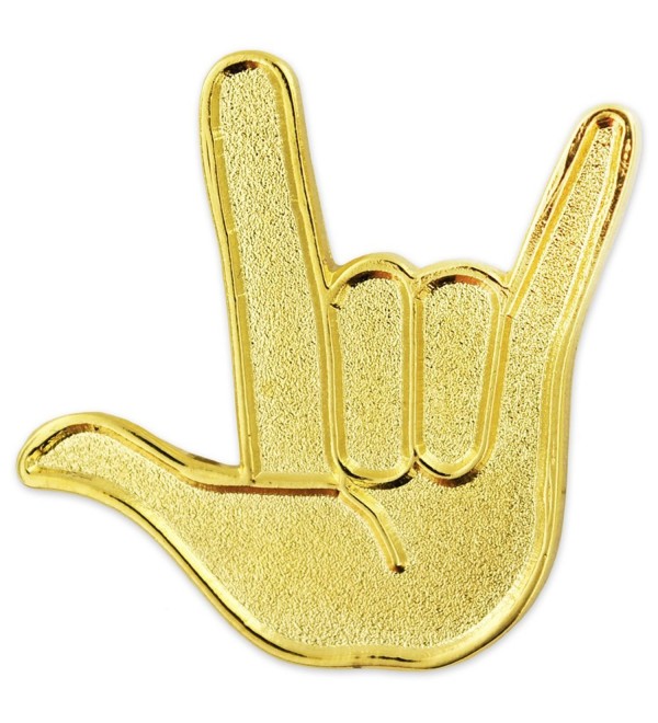 PinMart's Gold Plated Love Hand Sign Language Lapel Pin - CZ12O13HFRL