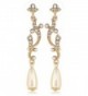 Downton Abbey "Boxed" Gold-Tone Simulated Pearl and Crystal Drop Earrings - CO11I5Z4QAX