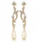 Downton Abbey "Boxed" Gold-Tone Simulated Pearl and Crystal Drop Earrings - CO11I5Z4QAX