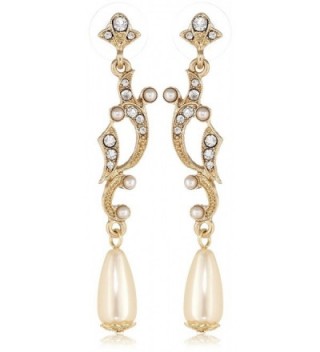 Downton Abbey "Boxed" Gold-Tone Simulated Pearl and Crystal Drop Earrings - CO11I5Z4QAX