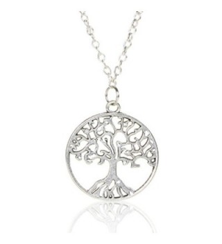 Tree of life Necklace Family Tree Pendant Necklace Sterling Silver Chain Necklace for Women - Silver - CW188CXY7YR