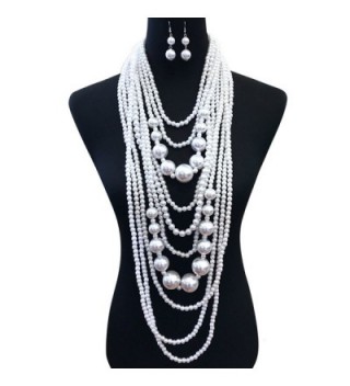 Multi Strand Simulated Pearl Statement Necklace