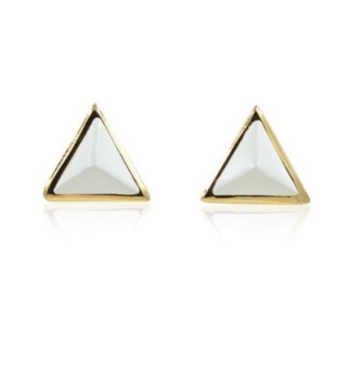 White Pastel Triangle Stud Earrings Gold Finishing - CA12F6FPE8X