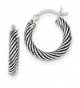 Sterling Silver Rhodium Plated 0.5IN Long 3.25mm Antiqued Open Twist Hoop Earrings - C3119CBD9OJ