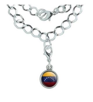 Silver Plated Bracelet with Antiqued Charm Soccer Futbol Football Country Flag I-Z - Venezuela Flag Soccer Ball - C512N5GEKQR