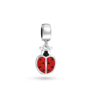 Bling Jewelry 925 Silver Red Ladybug Dangle Charm Bead - CV11K4WEJ5X