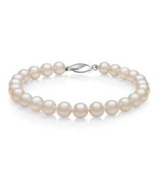 Sterling Silver AA Quality White Cultured Freshwater Pearl Strand Bracelet - Pearl-size:6.0-7.0mm - CD11CR47D8V