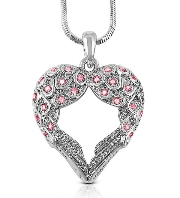 Crystal Guardian Shaped Pendant Necklace - Pink - CM11O7ED54F
