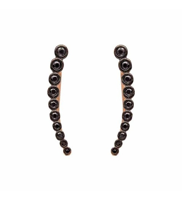 Ear Climber Crawler Cuff Earrings Black Rose Gold Plated - CC189KZ65EM