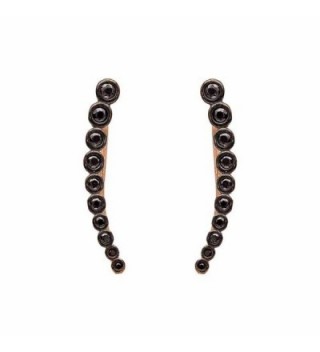 Ear Climber Crawler Cuff Earrings Black Rose Gold Plated - CC189KZ65EM